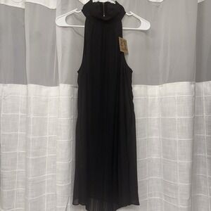 NWT PPLA Black Pleated Halter Top Maxi Dress Size Small